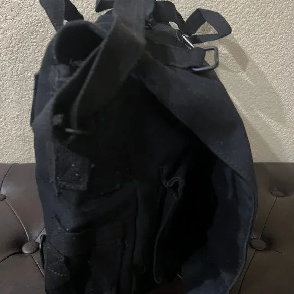 ARMY Tough Vintage Canvas Shoulder Bag Black Color With Skull & Bone Patch - NEW
